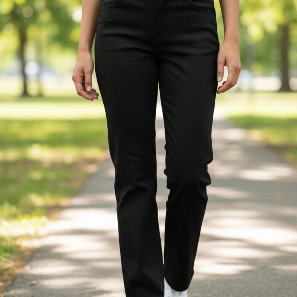 Lee Women’s Black Pants 10P Petite Relaxed Fit Straight Leg Work Career